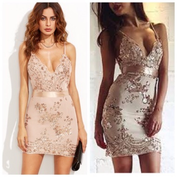 rose gold lace dress with sleeves